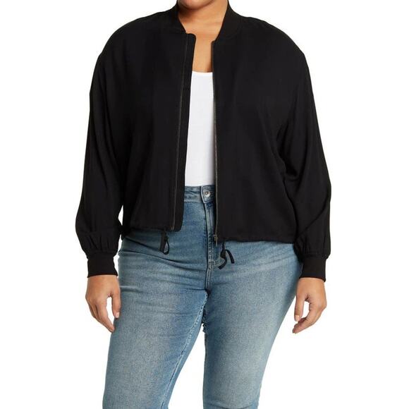MELROSE AND MARKET Drawstring Bomber In Black NWOT Sz XL $45 1869 - Picture 1 of 5